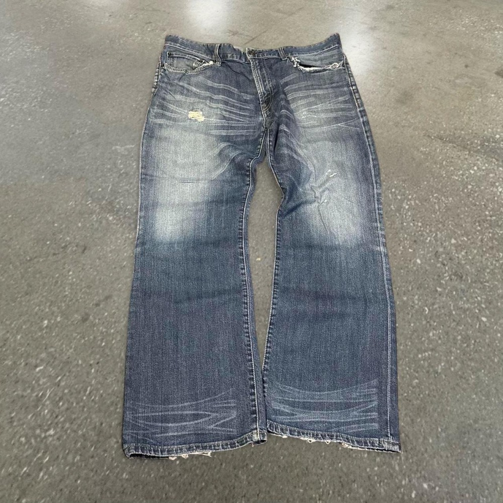 Express Mens Blue Bootcut Jeans Y2K Medium Wash Denim 36 x 30